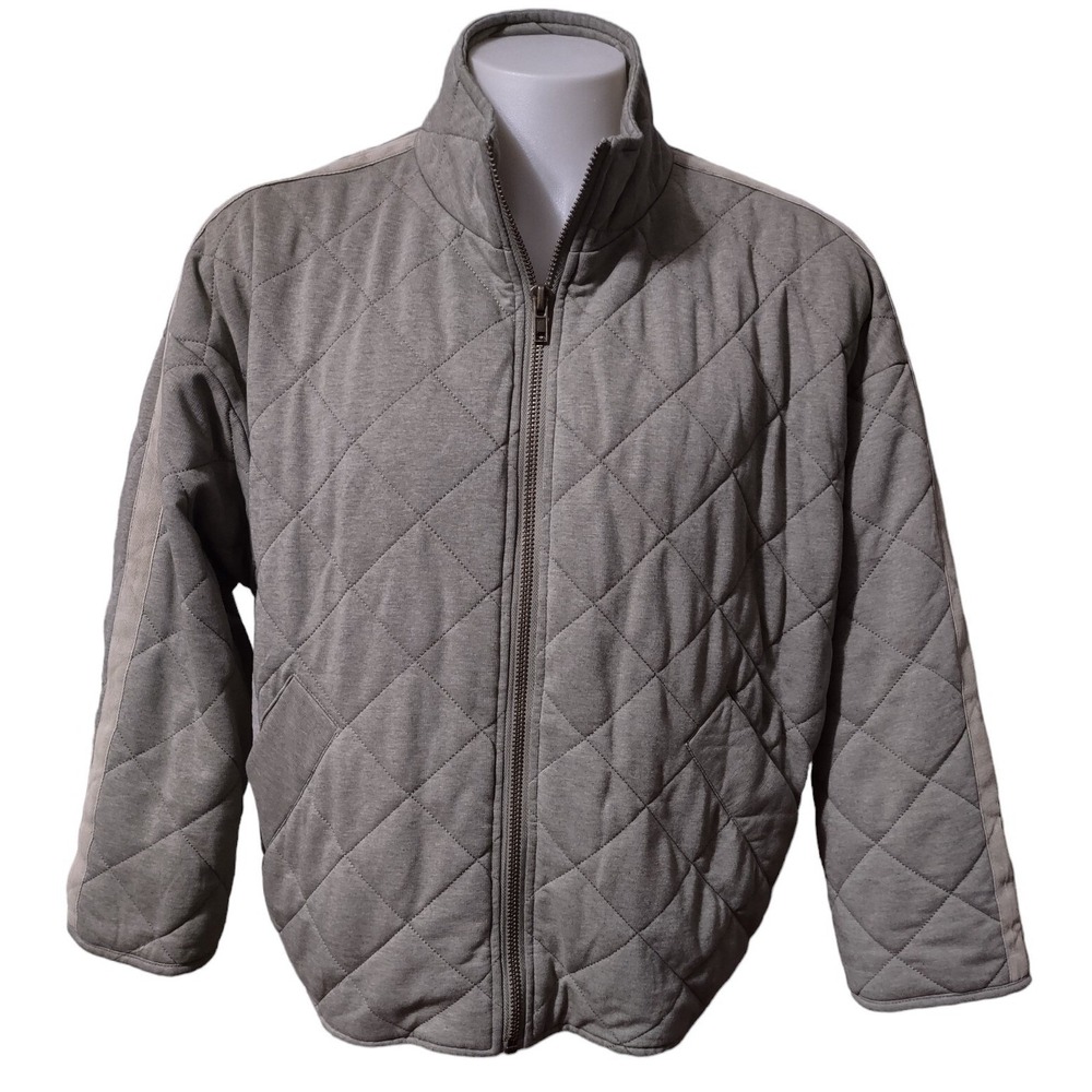Bagatelle Jacket Women L Gray Quilted Zip Up Streetwear Norm Core Mock Neck Coat